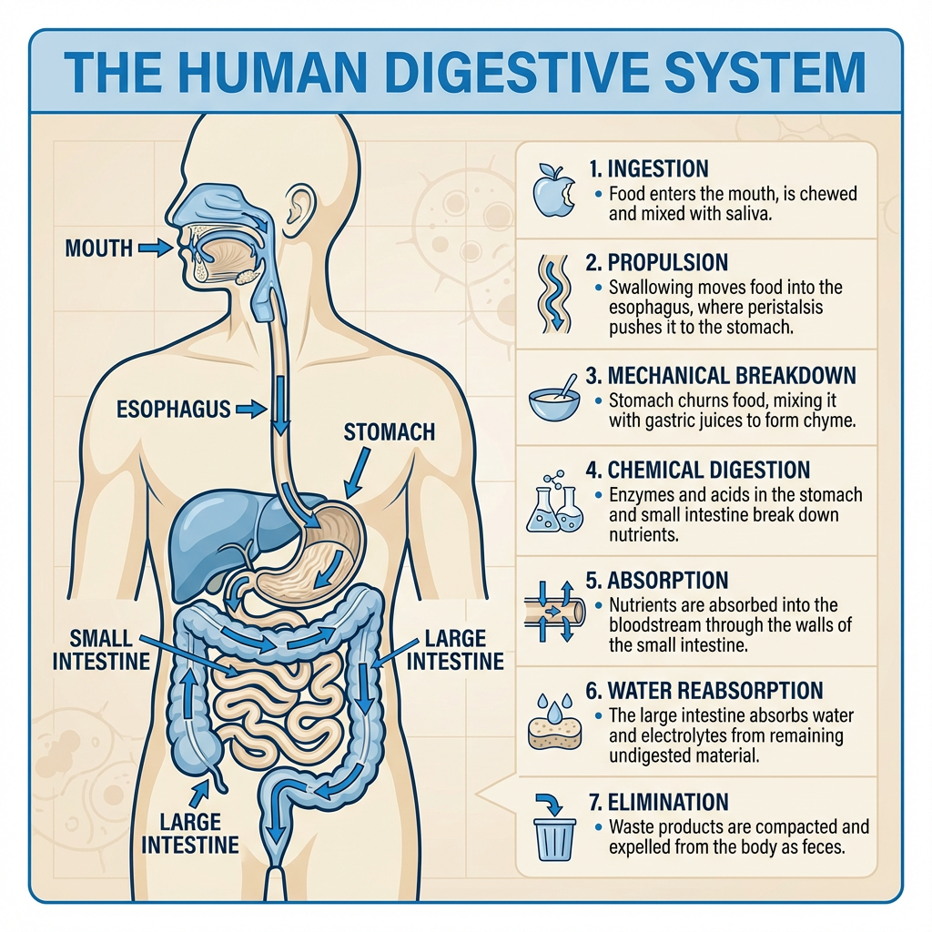 Complex infographic example showing digestive system created with Nano Banana Pro