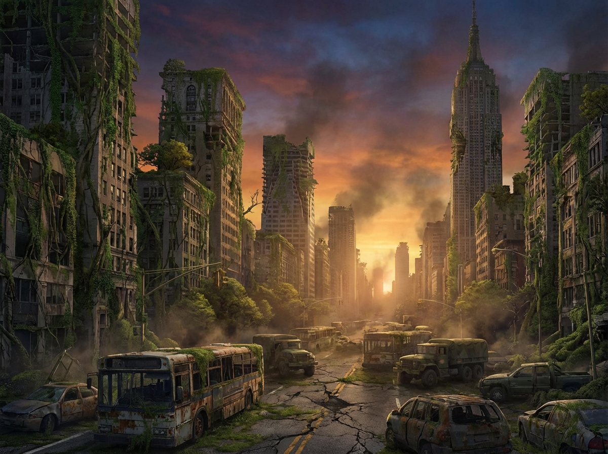 Game concept art example for post-apocalyptic setting created with Nano Banana Pro