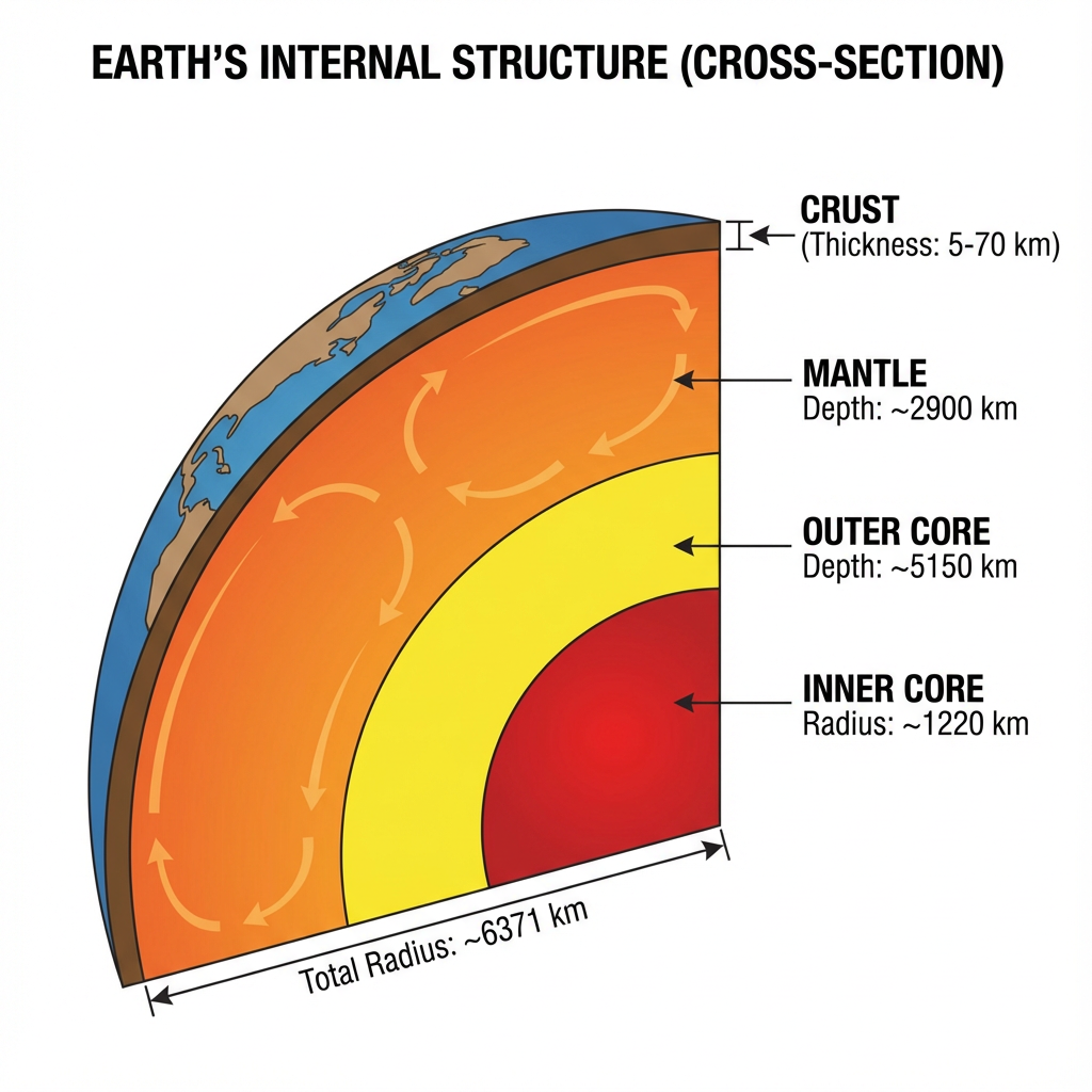 Scientific diagram of Earth's layers generated with Nano Banana Pro