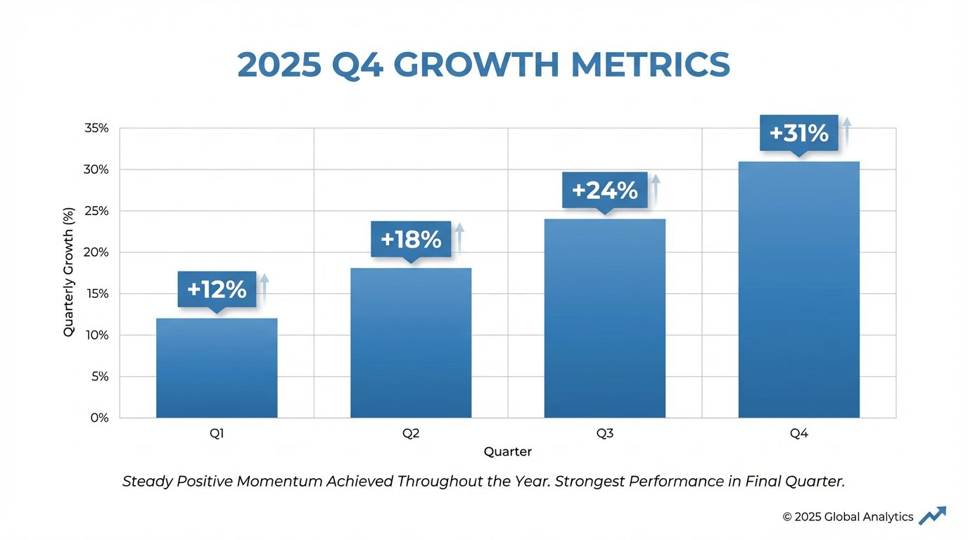 Statistical data visualization showing quarterly growth metrics