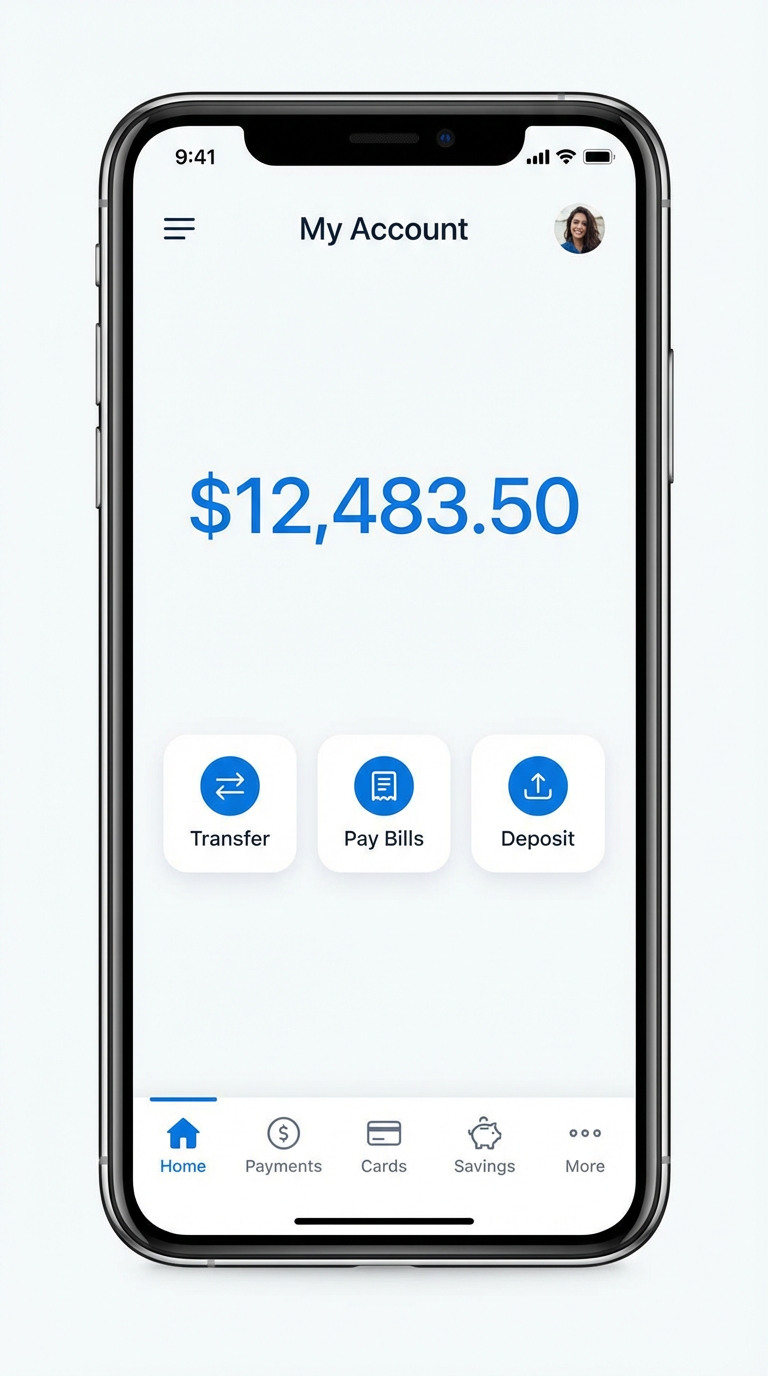 UI/UX mockup for mobile banking app created with Nano Banana Pro