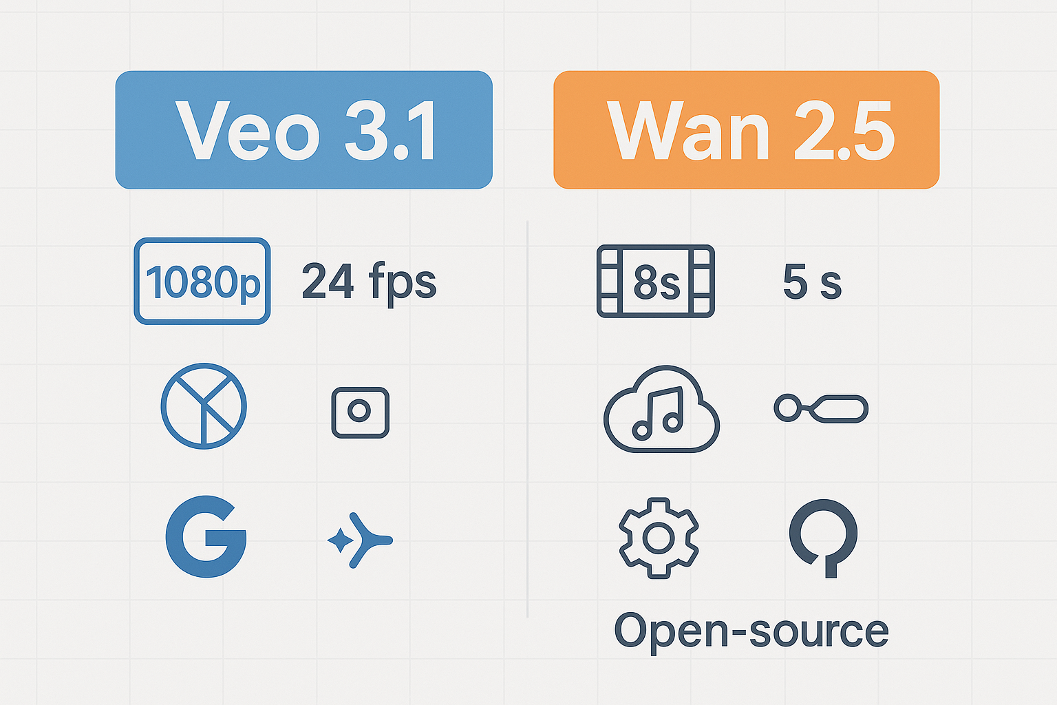 WAN 2.5 vs Veo 3.1 Feature Comparison Infographic